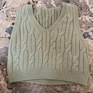 Cropped sage knitted vest